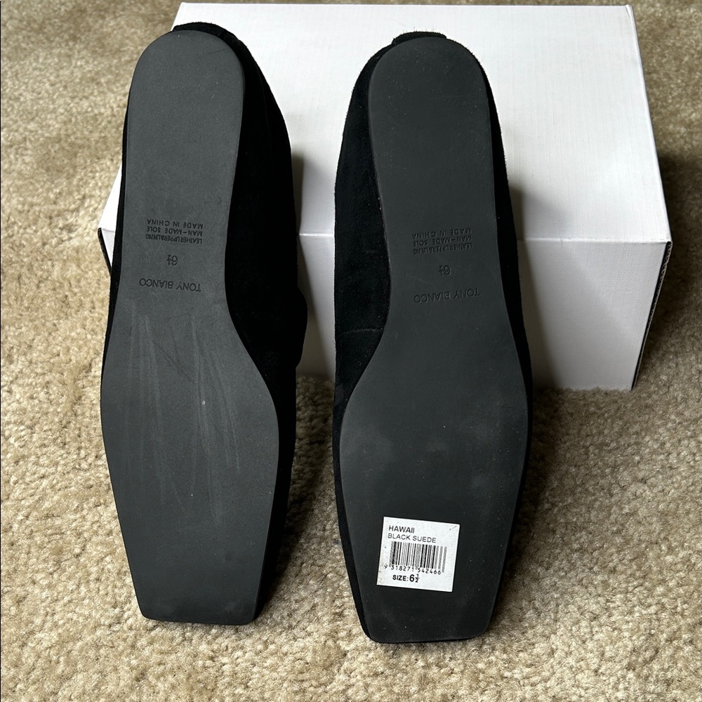 Tony Bianco Hawaii Black Suede Square-Toe Flats - Picture 4 of 8